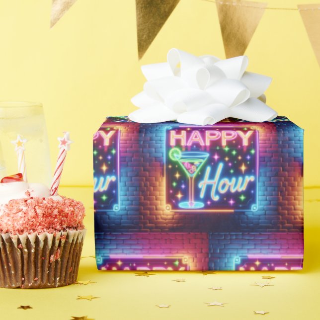 Papier Cadeau Happy Hour Sign On Rainbow Brick (Fête d'anniversaire)