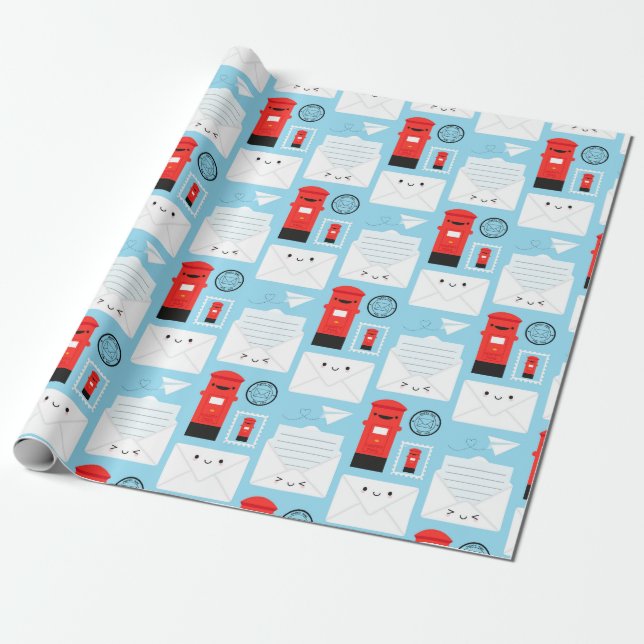 Papier Cadeau Happy Mail - Kawaii Post (Déroulé)