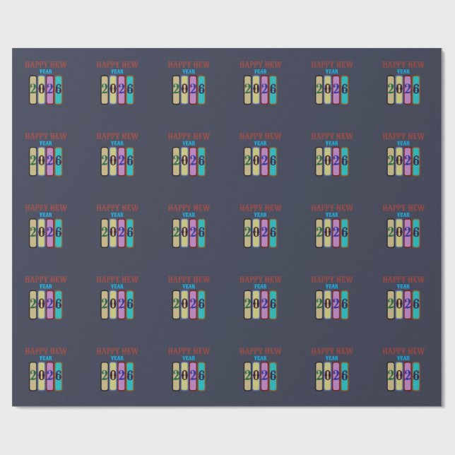 Papier Cadeau happy new year 2026 (Plat)