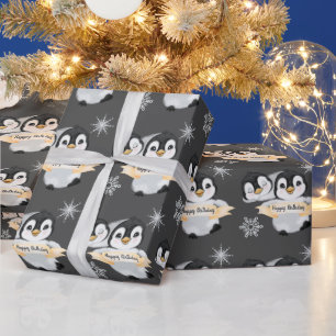 Papier Cadeau Happy Penguin Vous Souhaite Un Joyeux Enveloppemen