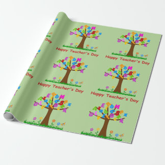 Papier Cadeau Happy Teachers Day Alphabet Tree
