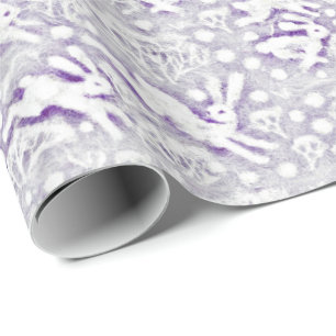 Papier Cadeau Hares lapins lapins lapins Motif Violet blanc