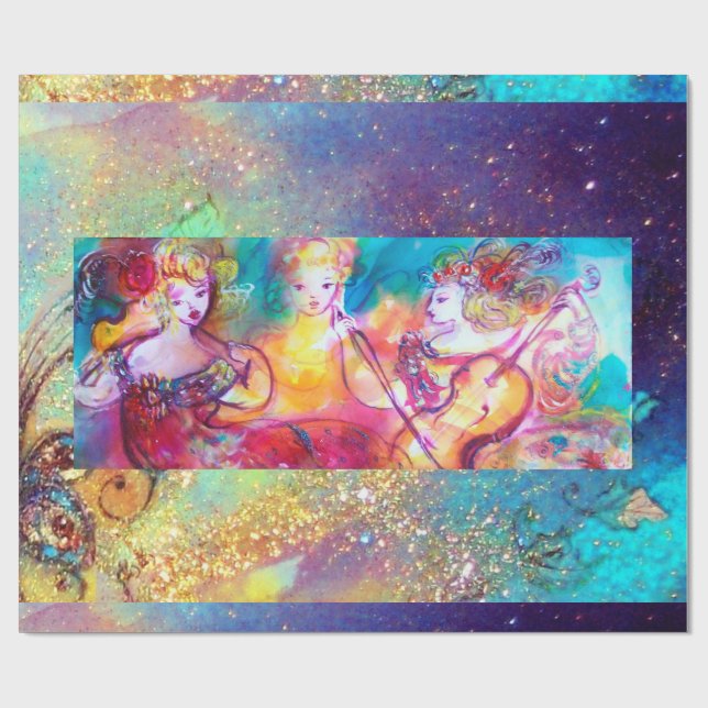 Papier Cadeau HARMONIE TRIO MUSIQUE CONCERT AquarELLE (Plat)