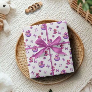 Papier Cadeau Hatching Bientôt Baby Cute Dinosaur Baby shower