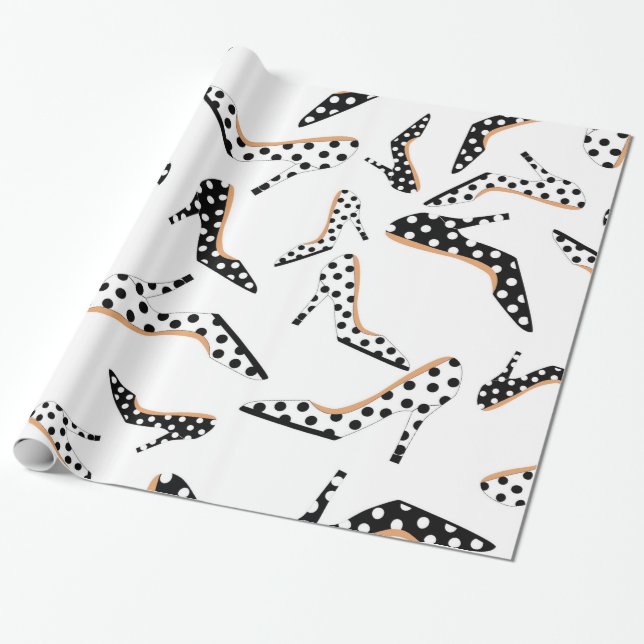 Papier Cadeau Haut talons blanc et noir (Déroulé)