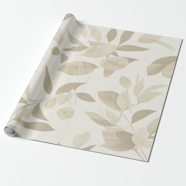 Papier Cadeau Haven feutré élégant : Papier peint blanc et beige (Déroulé)