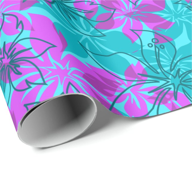 Papier Cadeau Hawaïen Camo de ketmie d'Olowalu (Coin rond)