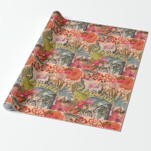 Papier Cadeau Hawaii Hula Fleur Voyage Vintage