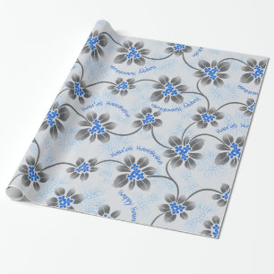 Papier Cadeau Hawaiian Holly Hanoukka Blue Floral