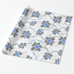 Papier Cadeau Hawaiian Holly Hanoukka Blue Floral