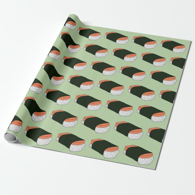 Papier Cadeau Hawaiian Musubi Food Patterned Birthday (Déroulé)