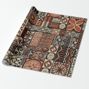 Papier Cadeau Hawaiian style tapa tribal fabric abstract patchwo