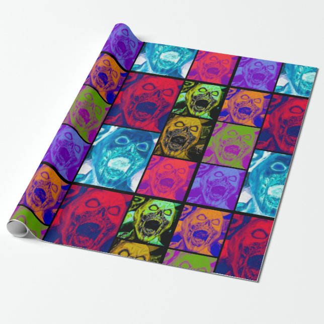 Papier Cadeau Hé Zombie ! Papier d'enveloppement ZombiesAreMyBes (Déroulé)
