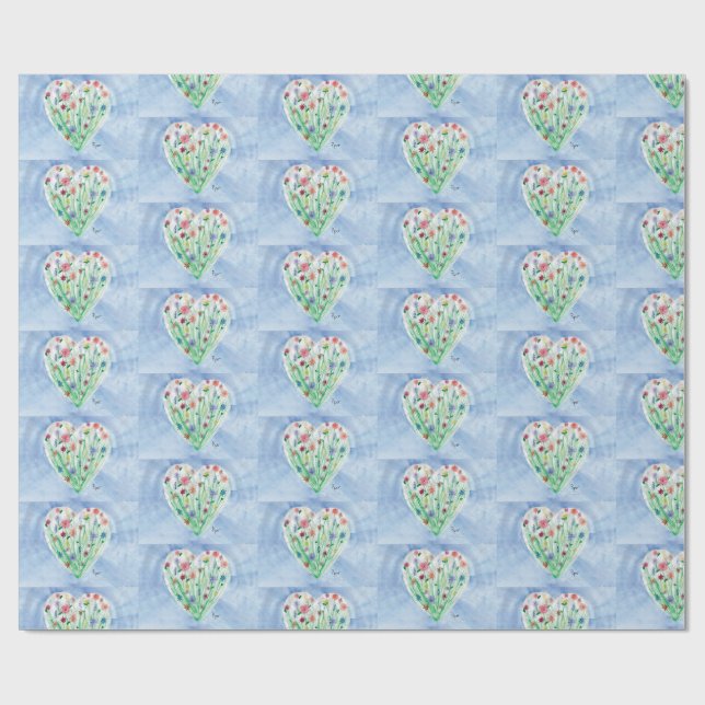 Papier Cadeau Heart Garden - Art pour enfants pour papier envelo (Plat)