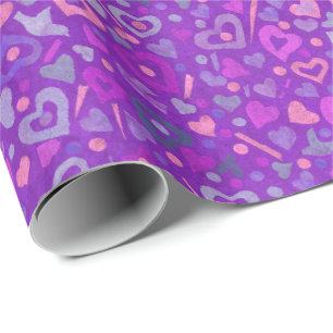 Papier Cadeau Heart Love Valentine Papier Collage Motif violet