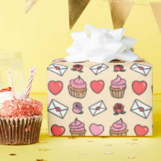 Papier Cadeau Hearts and Cupcakes Wrapping Paper
