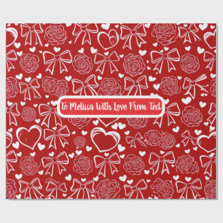 Papier Cadeau Hearts and Roses Personalizable Wrapping Paper