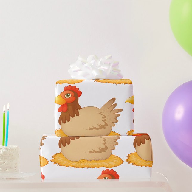 Papier Cadeau Hen assis sur le nid mûre animal de ferme (Créateur téléchargé)