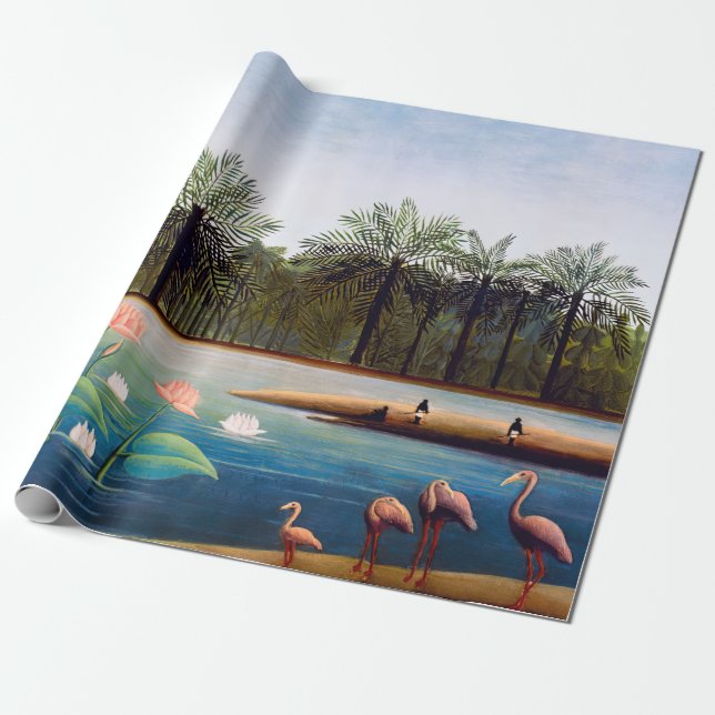 Papier Cadeau Henri Rousseau - Les Flamants roses (Déroulé)