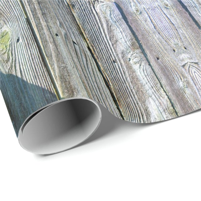 Papier Cadeau Herbes botaniques rustiques en bois de grange (Coin rond)