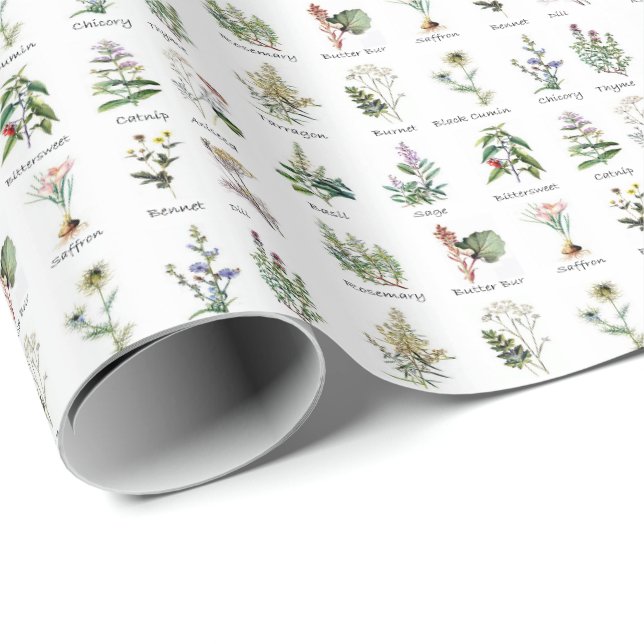 Papier Cadeau Herbes et épices medley (Coin rond)