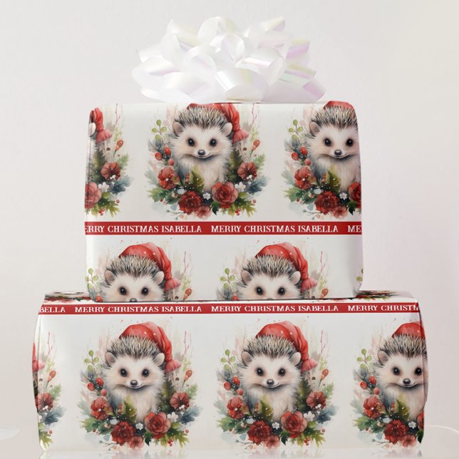 Papier Cadeau Hérisson Ajouter le nom de l'enfant mignon cadeau  (Créateur téléchargé)