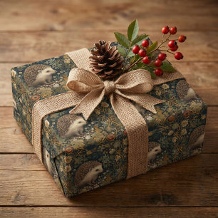 Papier Cadeau Hérisson dans le style Forest William Morris