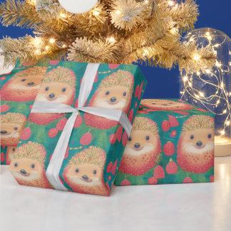Papier Cadeau Hérisson et Gumdrops Noël mignon