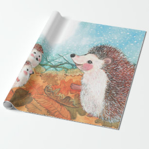 Papier Cadeau Hérisson s'entretenant Illustration