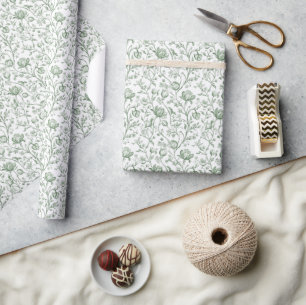 Papier Cadeau Héritage Luxe Sauge Toile Artisan Jardin Stylisme