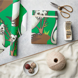 Papier Cadeau Hermine blanche Belette d'hiver Faune