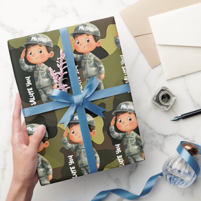 Papier Cadeau Hero Salute Military Wrapping Paper (Cadeaux)