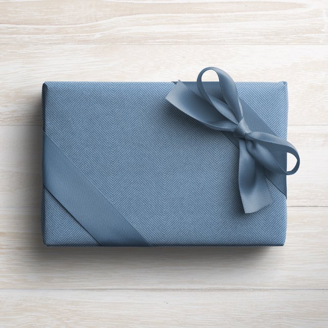 Papier Cadeau Herringbone classique tweeté bleu clair vacances (Créateur téléchargé)