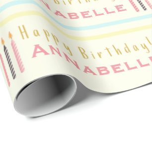Papier Cadeau Heureuse bougie d'anniversaire Répéter le nom de l