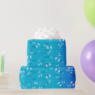 Papier Cadeau Heureuse Bulles D'Anniversaire Sur Gradient Bleu