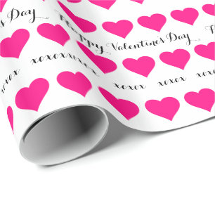 Papier Cadeau Heureuse Sainte-Valentin - accent de coeur rose