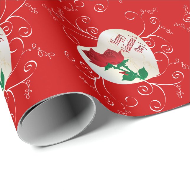 Papier Cadeau Heureuse Sainte-Valentin Elegant (Coin rond)