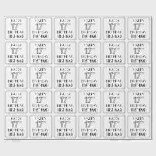 Papier Cadeau HEUREUX 17E ANNIVERSAIRE ; Style Art Déco ; Nom pe