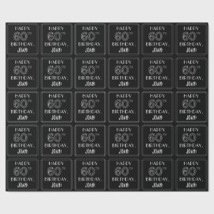 Papier Cadeau HEUREUX 60E ANNIVERSAIRE ; Style Art Déco avec/ No