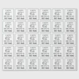 Papier Cadeau HEUREUX 62E ANNIVERSAIRE ; Style Art Déco ; Nom pe