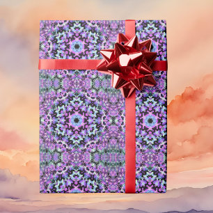 Papier Cadeau Hex Mandala violet rose et bleu