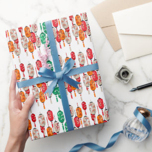 Papier Cadeau Hibachi Japonais Lanterns Chef fête d'anniversaire