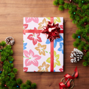 Papier Cadeau Hibiscus Coloré, Motif Des Fleurs