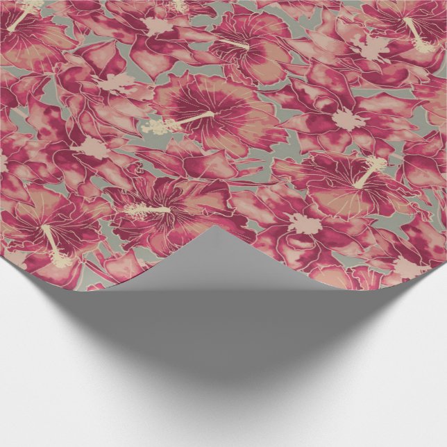 Papier Cadeau Hibiscus de vacances, style hawaïen Noël (Coin)