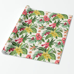 Papier Cadeau Hibiscus décoratif motifs floraux