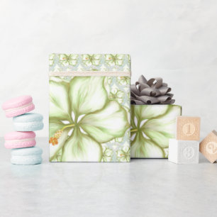 Papier Cadeau Hibiscus & dentelle BLANC
