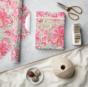 Papier Cadeau Hibiscus & dentelle RED