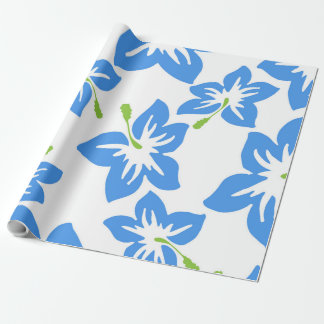 Papier Cadeau Hibiscus Fleur Bleu Cute Florale