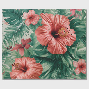Papier Cadeau Hibiscus Tropical & Monstera