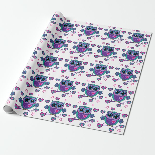 Papier Cadeau Hibou (Déroulé)